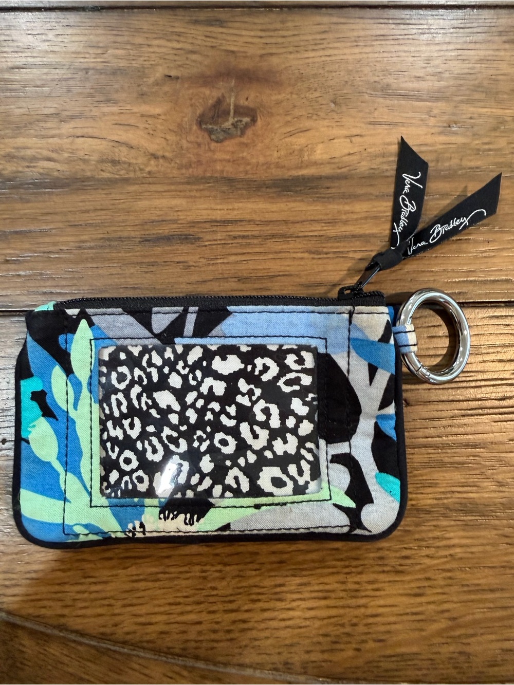 Vera Bradley Floral Zip Wristlet in Blue, Black, White, Mint - Picture 4 of 6
